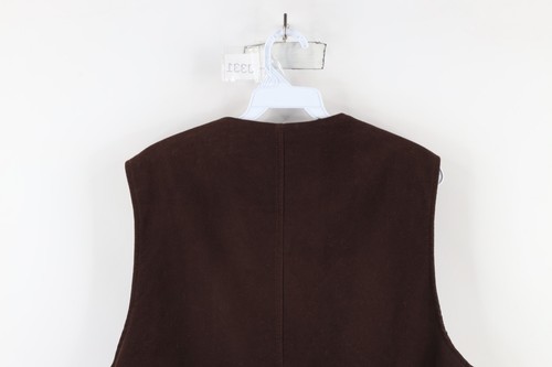 Vtg 90s Gap Mens Medium Distressed Leather Chamois Cloth Buckle Back Vest Jacket - Picture 16 of 17