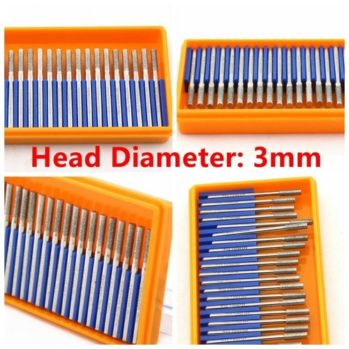 30Pcs Bur Diamond Grinding Head Cylindrical Engraving Bits Coated Carving Burrs - Picture 9 of 37