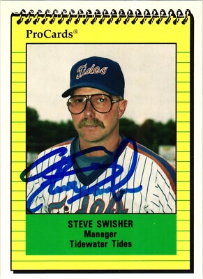 Steve Swisher #2526 Signed 1991 ProCards Tidewater Tides Card AUTO Mets