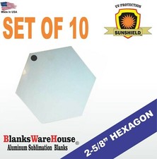 HEXAGON ornament w/ hole , SUBLIMATION BLANK, DOUBLE SIDED,  2-5/8." - Lot of 10