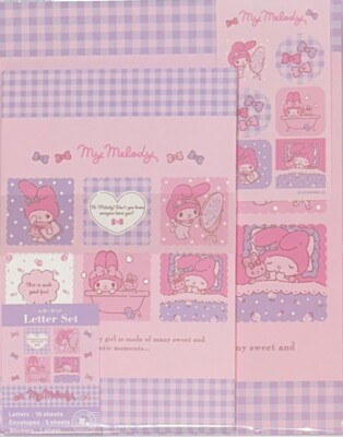 Sanrio My Melody Letter Set Fancy Zip Bag Cute Pink Series 7piece