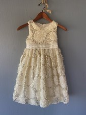 NWOT girls 6 6X formal weding Easter dress ivory sequin satin sleeveless