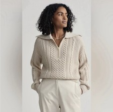 Varley Cable Knit Half-Zip Jumper Women's Size Small Wool Blend