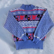 Vintage Demetre Holiday Women's Ski Sweater Bright Geometric Wool Blend Size M