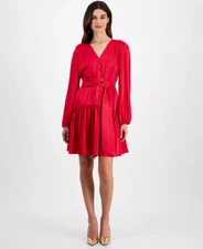 Taylor Women's Dress Sz 8 Ruffled-Hem Tie-Waist Fit & Flare