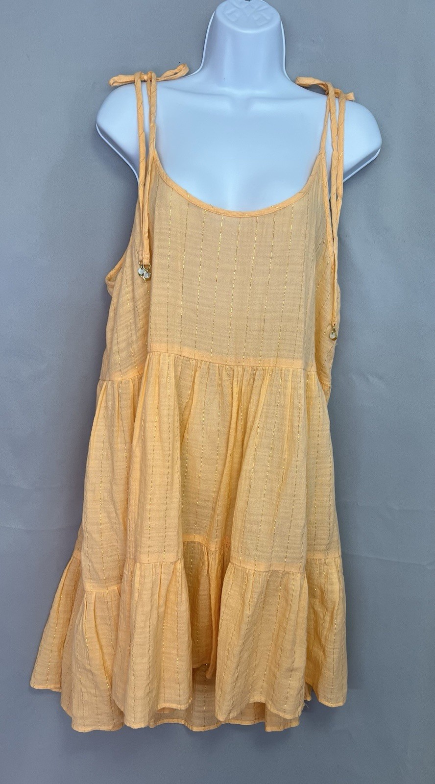 Aerie Dress Mango Hour Coverup XL Sundress Orange  Gold Metallic Gauze Fairy New thumbnail 3