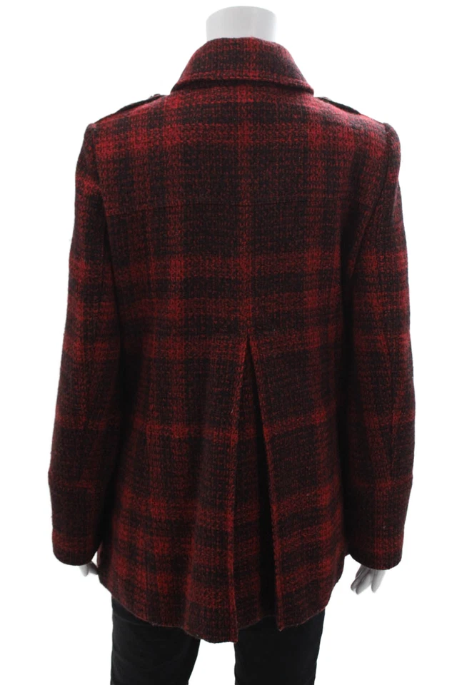 Burberry Brit, женщин, военная куртка клетку красный 100% шерсти пряжка размер 8 - Изображение 3 из 4