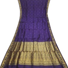 Namaste Vintage Blue Sarees 100 Pure Silk Zari Handwoven Sari 5YD Craft Fabric