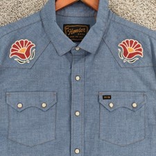 Howler Brothers Crosscut Deluxe Shirt Men Large Fresh Bloom Western Pearl Gaucho