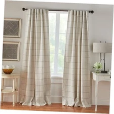 Brighton Windowpane Plaid Blackout Window 52"W x 84"L (Pack of 1) Linen