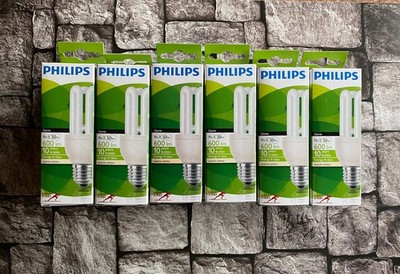 6 Philips Energiesparlampen Genie 11W E27 NEU OVP 600 IM WARM WHITE