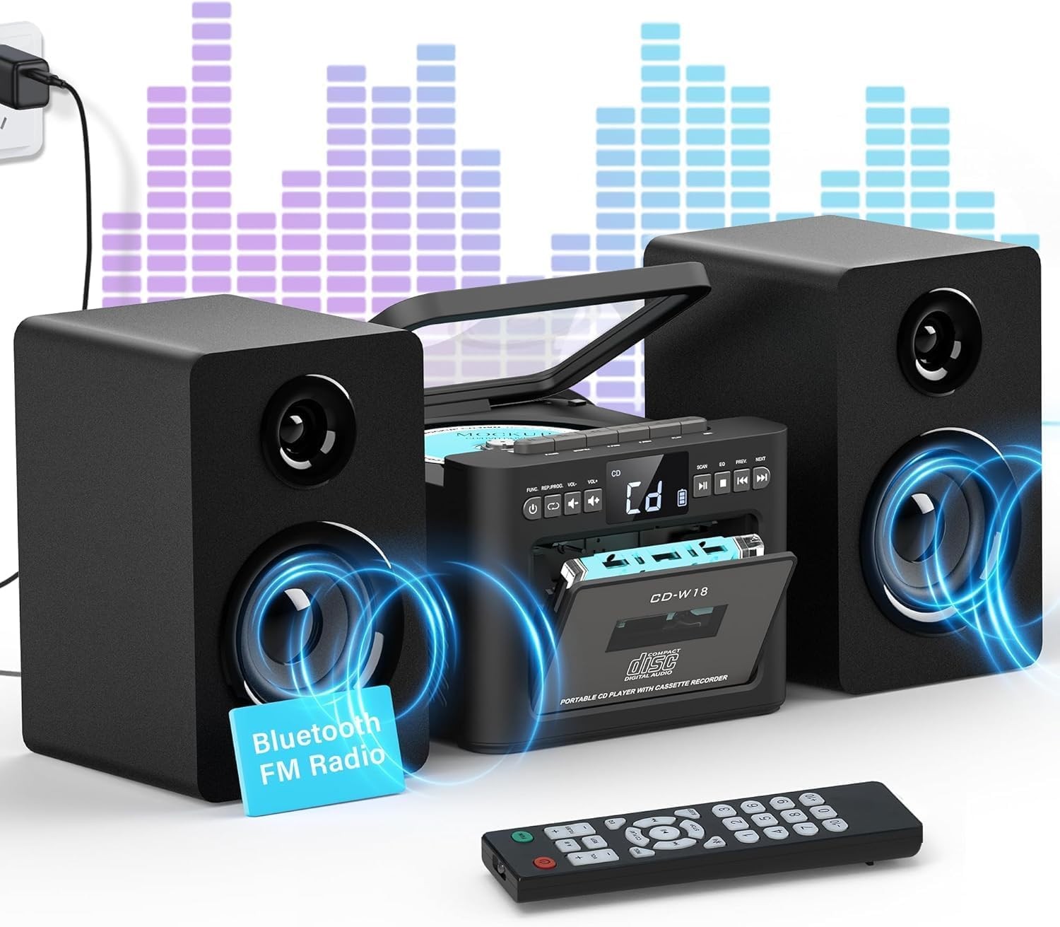 Stereo System for Home with Boombox CD and Cassette Player C