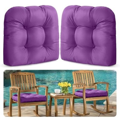  Outdoor Chair Cushions Set of 2, Memory Foam Seat Cushion Pads for Purple