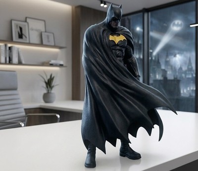 Batman Figure Black Cape Plastic Collectible Toy Cartoon TV Character