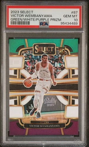 Victor Wembanyama PSA 10 RC 2023 Panini Select Green White Purple RC Prizm #87