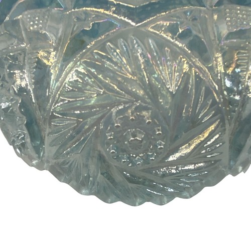 LG Wright Carnival Glass Dish 6.5” Iridescent Blue - Picture 5 of 6