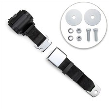 Black Aviation Retractable Lap Seat Belt With Hardware Seatbelt Safety Retrobelt
