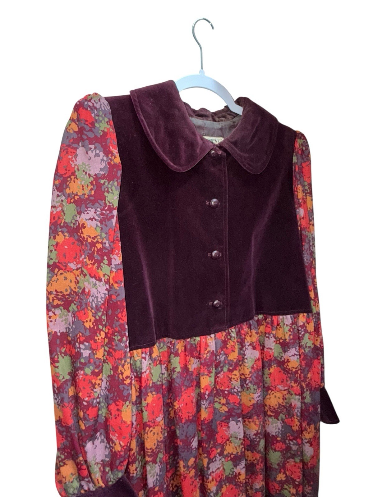 Abito folk vintage YSL Saint Laurent corpetto velluto 1976 Keni Valenti taglia 40