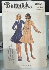 FREE SHIP! 3264 Butterick Size 10 Sewing Pattern Misses 1970s