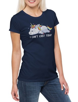 I Can't Exist Today Damen T-Shirt Faultier Couch Bett Schlafern Sleep Sloth