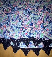 C -Paisley Boho Tunic Tank Top Swing Edged Crochet Lace Sz S Hi Low Cottagecore