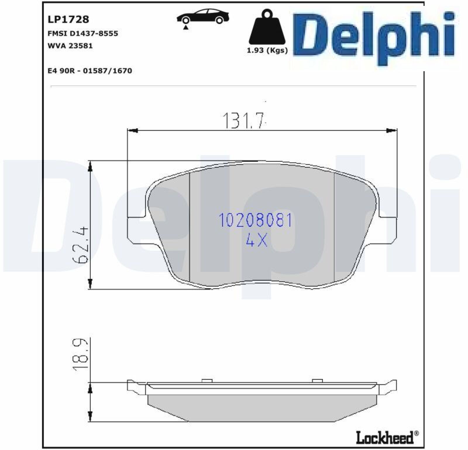 Delphi LP1728 Bremsbelagsatz für Scheibenbremse Bremsbelagsatz - Bild 2