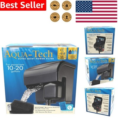 Ultra Quiet Aquarium Power Filter for 10-20 Gallons - 3-Stage Filtration System