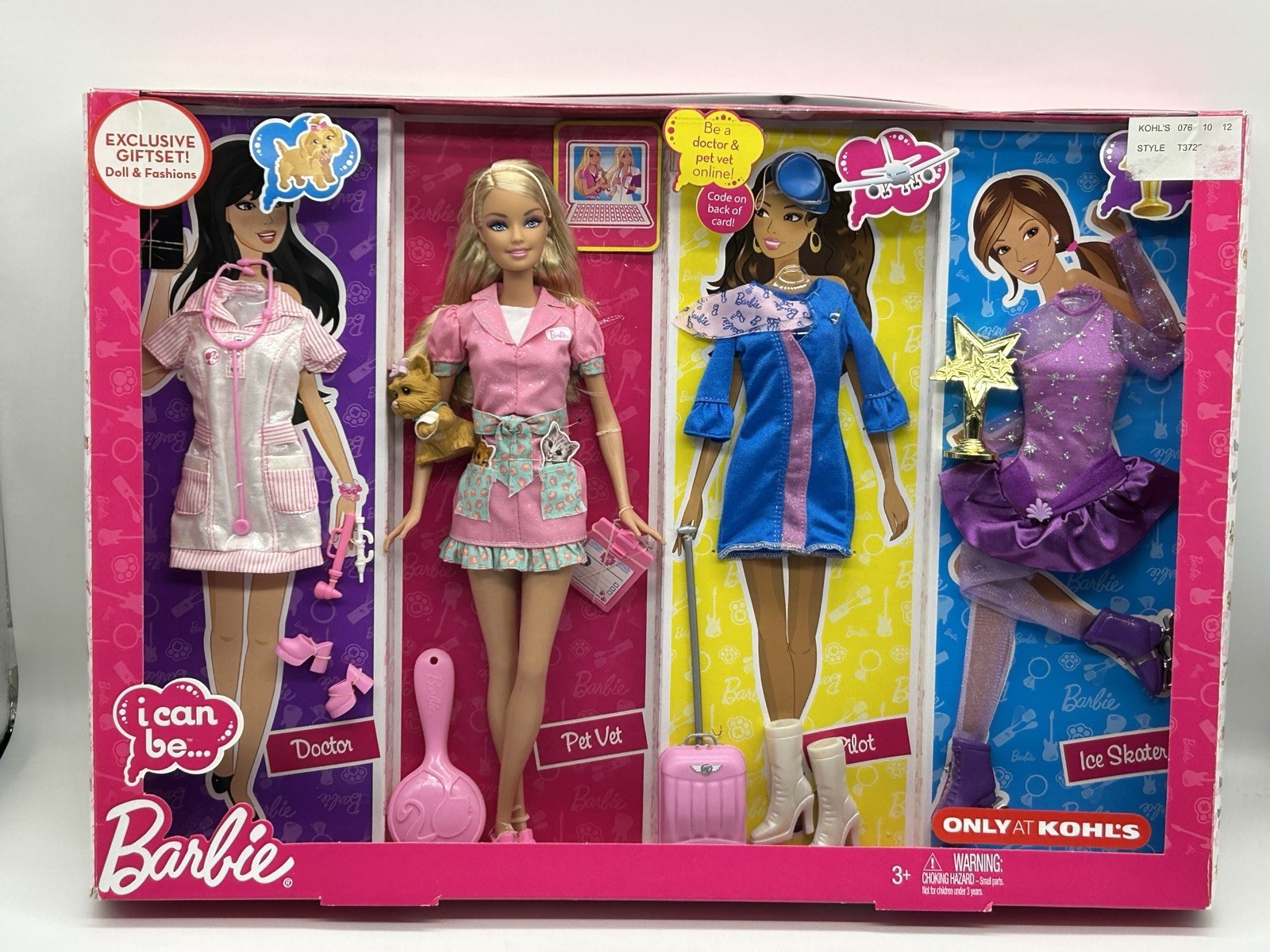 2009 Barbie "I Can Be" 4 Doll Career Set *Doctor *Pet Vet*Pi