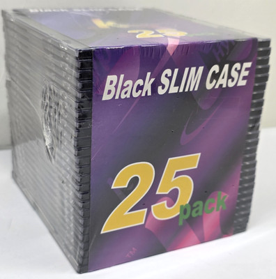 KHypermedia 25 Pack Black Slim CD / DVD Empty Plastic Jewel Cases (New Sealed)