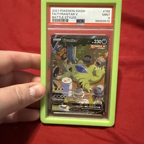 2021 POKEMON SWORD & SHIELD BATTLE STYLES #155 FULL ART/TYRANITAR V PSA 9
