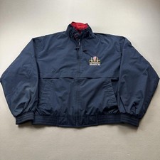 Chaqueta de Barco San Francisco De Colección Para Hombres Mediana Azul Marino Drydock Astillero Cremallera Años 90