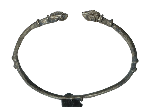 ANTIKES SILBER RÖMISCHES DOPPEL SCHLANGENKOPF ARMBAND 12,1 GR 50 MM