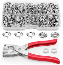 9.5Mm Metal Snap Button Kit - 100Set Silver Hollow Snaps for Fabric with Fastene