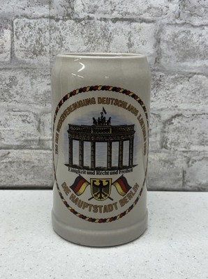 Vintage German Beer Stein Berlin Reunification 1990 Brandenburg Gate 7'' Mug