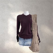 American Eagle Outfitters Preppy Deep Purple V-Neck Sweater