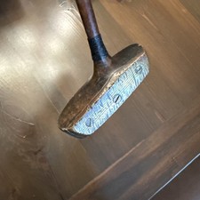 RH 1900 s Original Spalding Wooden Brass Putter Hickory Shaft Right Handed GOLF
