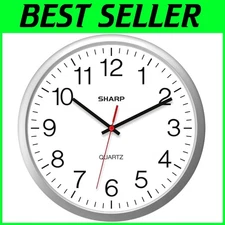14-Inch Easy-to-Read Quartz Wall Clock for Home and Office – Silver Finish