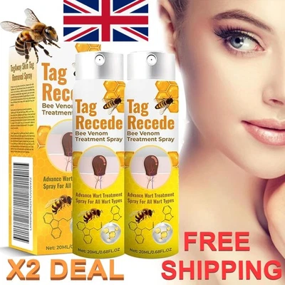 2 Bottles Skin Tag Bee Venom Spray, Wart Removal, Acne, Psoriasis Treatment