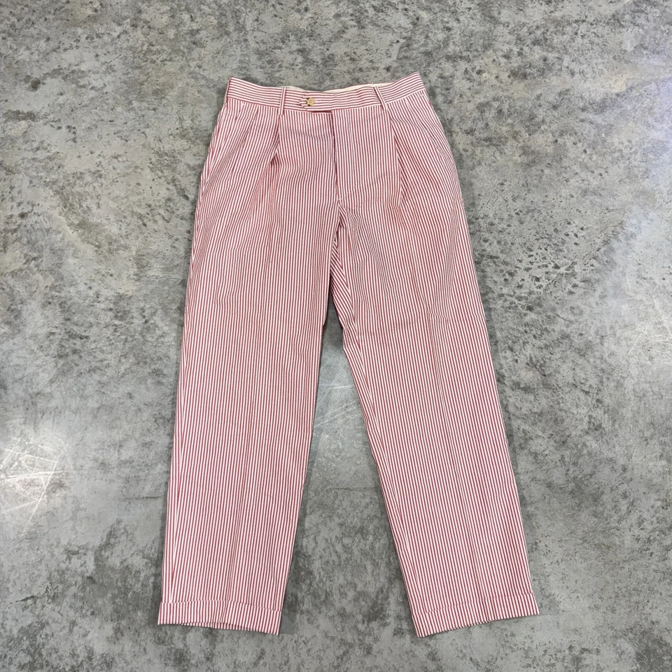Berle Pants Mens 32x30 Red White Striped Seersucker Alabama Crimson Tide preppy - Image 4 of 4