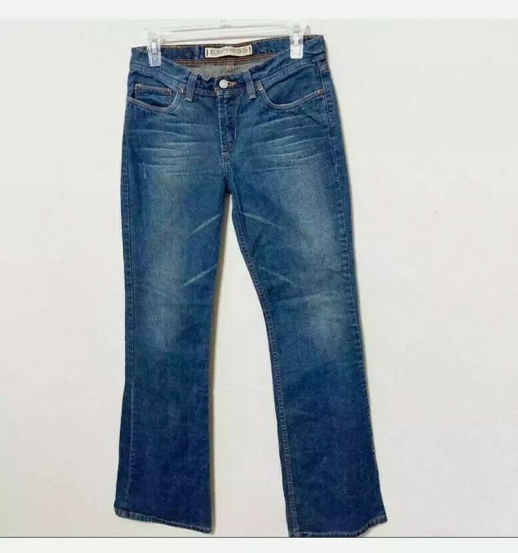 Express Hipster Flare Blue Denim Jeans Size 3/4 L
