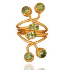 Gorgeous Natural Peridot Semi Precious Stone 925 Sterling Silver Ring Jewelry