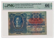 &Ouml;STERREICH Banknote 20 Kronen 1919 PMG MS 66 EPQ Gem Uncirculated
