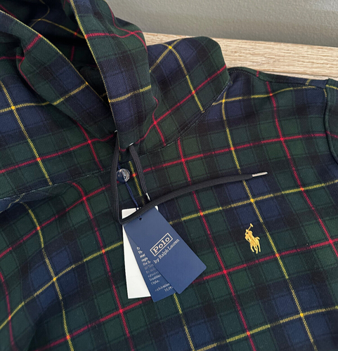 Polo Ralph Lauren Tartan Plaid Fleece Hoodie M Green Navy Black Red Mix $168 - Picture 15 of 22