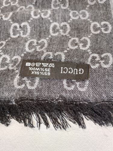 Gucci GG Auth Shawl Wrap Stole Scarf Silk and Wool - Picture 6 of 12