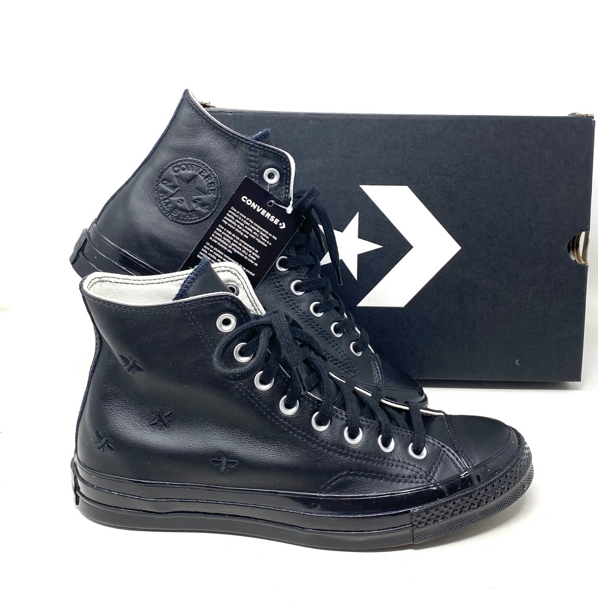 Converse Ctas High Top Black Leather Women's Size Sneakers Custom