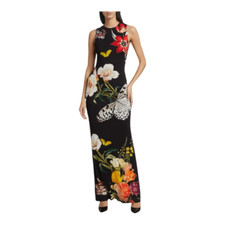 Alice + Olivia Delora Floral Print Sleeveless Gown maxi dress size 8 stretch