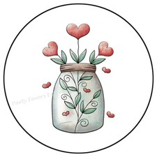 MASON JAR WITH HEART FLOWERS ENVELOPE SEALS LABELS STICKERS PARTY FAVORS