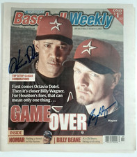 SIGNED OCTAVIO DOTEL/BILLY WAGNER BASEBALL WEEKLY NEWSPAPER - MARCH 2002 -ASTROS