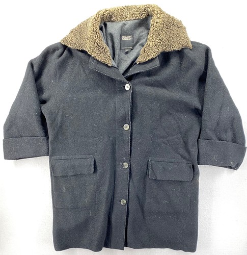 Vintage Women’s Hilary Radley Short Sleeved Coat Wool Jacket Sz 4 Woolmark Black