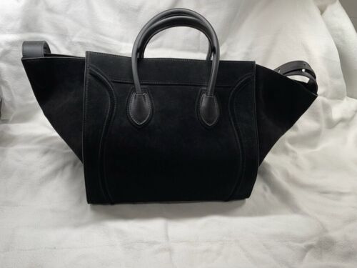 CELINE bag suede leather Phantom Luggage tote purse BIG monster blue grey black - Picture 2 of 9